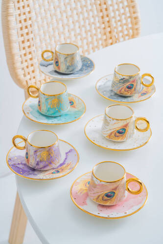 Astera 6 Kişilik Porselen Kahve Fincan Takımı - 90 ml